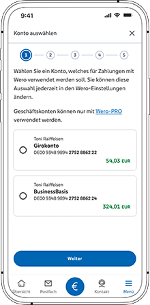Wero: Konto auswählen