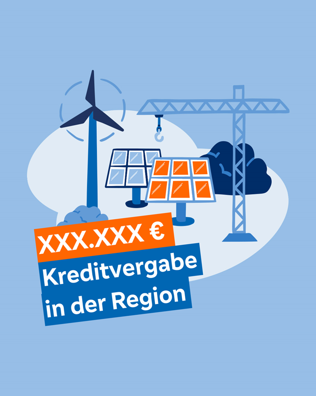 Illustration mit dem Gesamtbetrag der Kreditvergabe in der Region