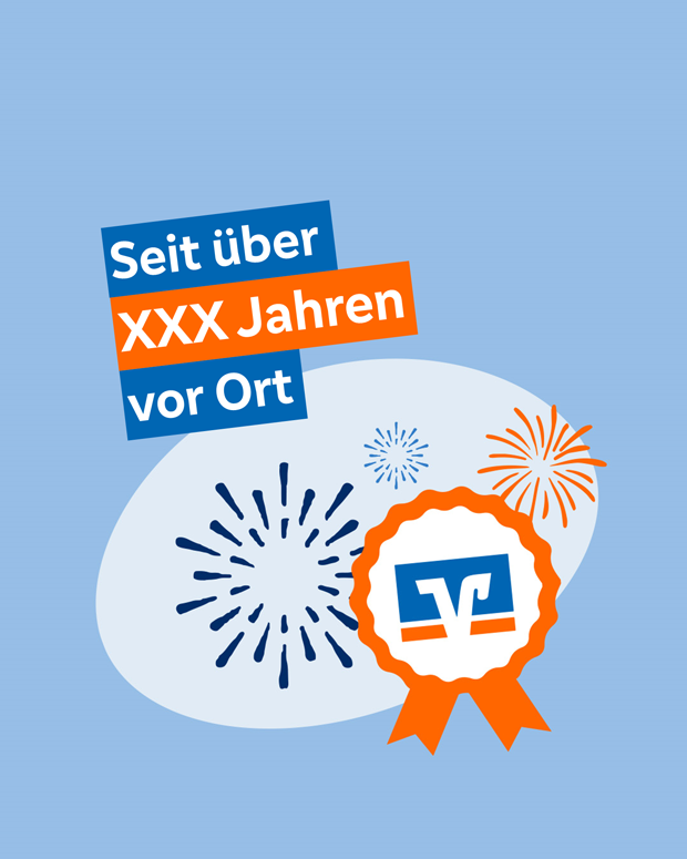 Illustration, die zeigt, wir lange die Bank schon im Ort tätig ist